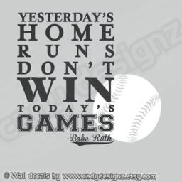 Babe Ruth Baseball Quote Wall Decal - Boy's Nursery Decor - 16x22 - thumbnail 2