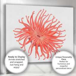 Coral Pink Sea Anemone Underwater Marine Illustration Canvas Wall Art Print Decor Picture Ready To Hang - thumbnail 3