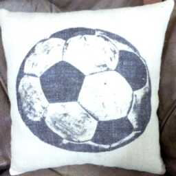 Burlap Soccer Pillow, Sports Pillows, Boys Room Decor - thumbnail 2