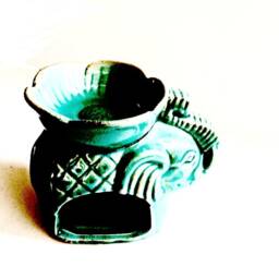 Essential Oil Diffuser Green Elephant Ceramic Burner Hot Porcelain Room Fragrance Feng Shui Aromatherapy Aroma Candle Warmer Painted - thumbnail 2