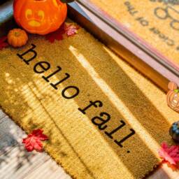 Hello Fall Doormat - Pumpkin Door Mat Rug Porch Decorations Decor Seasonal Gift Autumn - thumbnail 3