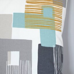 Atomic Cushion Cover Blue Grey Pink Geometric Fabric Handmade By Vivid Shades, 50cmx50cm Mid Mod Abstract Shapes Zipped Pillow - thumbnail 3