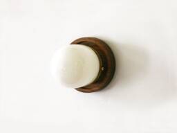 Minimal Walnut & White Globe Sconce Lamp Modern Wooden Fixture Light Vanity Kitchen Wall Staircase