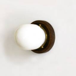 Minimal Walnut & White Globe Sconce Lamp Modern Wooden Fixture Light Vanity Kitchen Wall Staircase - thumbnail 4