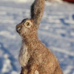 Needle Felted Hare Felt Soft Sculpture Art - thumbnail 3
