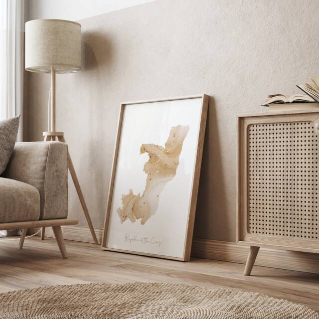 Republic Of The Congo Map Beige & Gold Wall Art Print - image 1