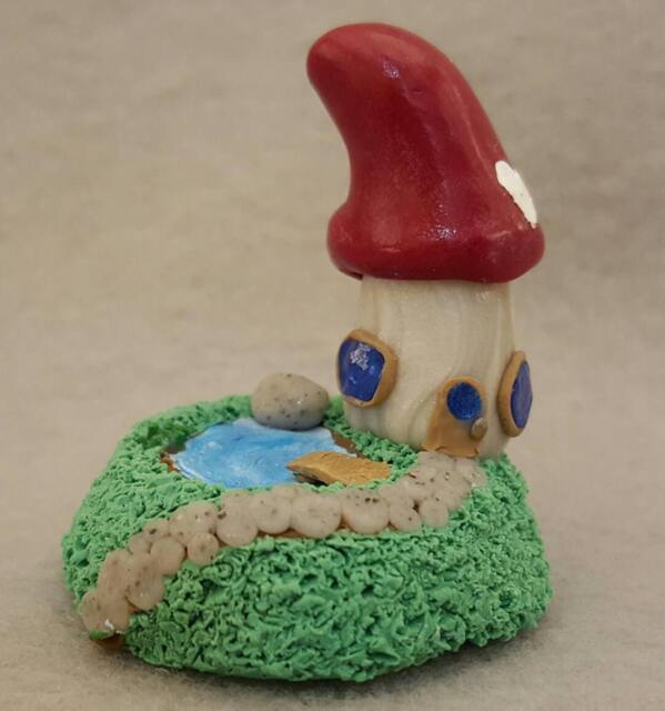 Gnome Home On The Lake - Miniature Fantasy Sculpture Mushroom Figurine - image 1