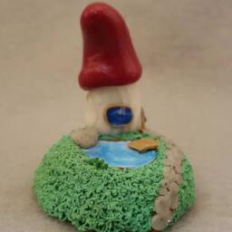 Gnome Home On The Lake - Miniature Fantasy Sculpture Mushroom Figurine - thumbnail 2