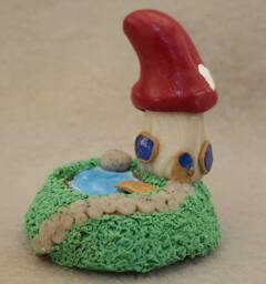 Gnome Home On The Lake - Miniature Fantasy Sculpture Mushroom Figurine - thumbnail 1