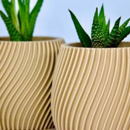 Succulent Pots Seaside Decor - 2x - Coastal Ocean-Inspired Cacti Planters Aesthetic Modern Indoor Minimalist With Drainage - thumbnail 2