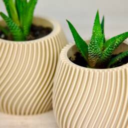 Succulent Pots Seaside Decor - 2x - Coastal Ocean-Inspired Cacti Planters Aesthetic Modern Indoor Minimalist With Drainage - thumbnail 4