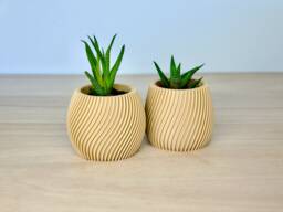 Succulent Pots Seaside Decor - 2x - Coastal Ocean-Inspired Cacti Planters Aesthetic Modern Indoor Minimalist With Drainage - thumbnail 1