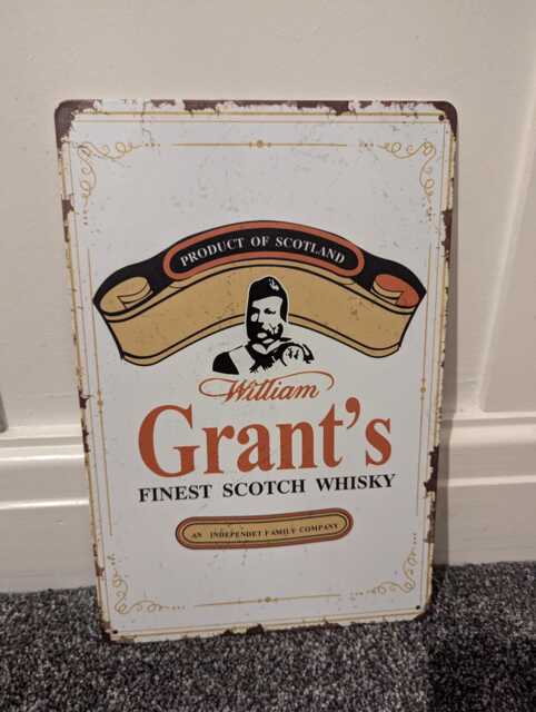 Grants Whisky A4 Metal Sign 20x30cm Man Cave Plaque Wall Art