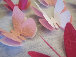 Set Of 20 3D Butterflies Embossed Wall Tattoo Decoration - White Pink Color Choice - thumbnail 1
