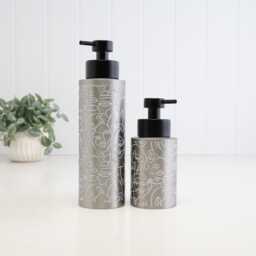 Brushed Stainless Steel Soap Dispenser - 250Ml Or 500Ml Black Pump Refillable Bottle Modern Abstract Design White Print Eco Home Decor - thumbnail 1