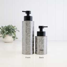 Brushed Stainless Steel Soap Dispenser - 250Ml Or 500Ml Black Pump Refillable Bottle Modern Abstract Design White Print Eco Home Decor - thumbnail 2