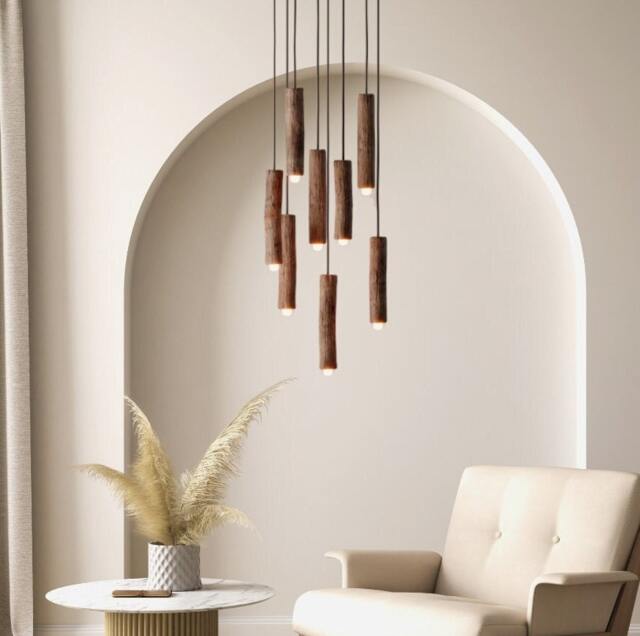Handmade Wooden Chandelier, Natural Tree Alder Ceiling, Branch From Forest Light, Nordic Illumination, Pendant Led Light Scandinavian Decor - image 1