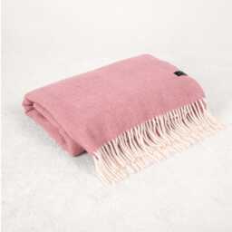 New Pure Wool Blanket Throw in Dusty Rose Pink