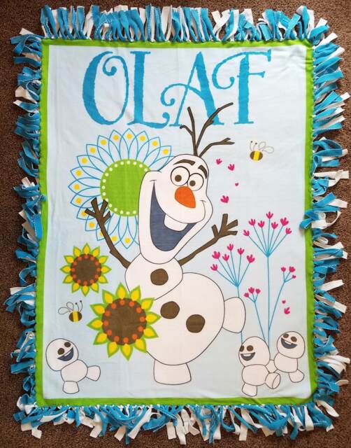 Frozen's Olaf in Flower Field With Stone Friends Fleece Tie Blanket - image 1