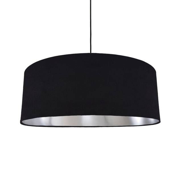 Extra Large Black Velvet Lampshade With Silver Lining - image 1