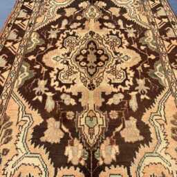 Antique Hariz Design Hand Weave Rug, Natural Dyes Terracotta Faded Welcome Entrance Stairs/Hallway Vintage Rug - 3.7x9.6 Ft - thumbnail 3