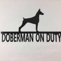 Doberman On Duty Metal Sign Dog Lover Gift, Indoor Outdoor Wall Art - thumbnail 3