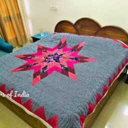 Black Handmade Queen Quilt, Beauty Bedspread - thumbnail 2