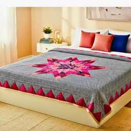 Black Handmade Queen Quilt, Beauty Bedspread