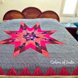 Black Handmade Queen Quilt, Beauty Bedspread - thumbnail 3