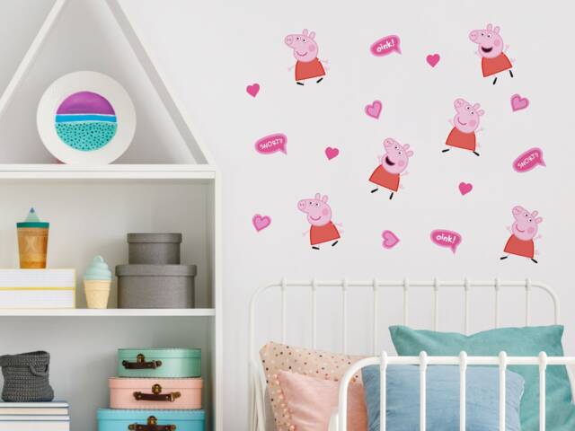 Pink Peppa Pig Wall Sticker Pack, Sticker, Decal, & Hearts Stickers - image 1