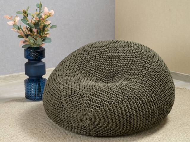 Khaki Green Memory Foam Bean Bag Chair, Adult Floor Pillow, Filled, Ready For Use - image 1