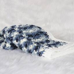 Chenille Baby Blanket, Blue & White Crib Stuffed Teddy Bear, Carseat Stroller Shower Gift Set, Toddler Gifts - thumbnail 2