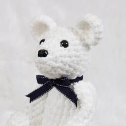 Chenille Baby Blanket, Blue & White Crib Stuffed Teddy Bear, Carseat Stroller Shower Gift Set, Toddler Gifts - thumbnail 3