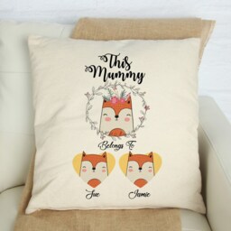 This Mummy Belongs To Cushion Cover/Penguin Or Fox Family Personalised Mother's Day Gift With Child Names Personalized Mother Gift - thumbnail 2