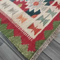 Kilim Rug Afghan, Handmade Artisan Multicolour Turkish Persian Rug, Navajo Moroccan Bohemian Flatweave, Natural Wool Dhurrie 124x83 cm - thumbnail 3