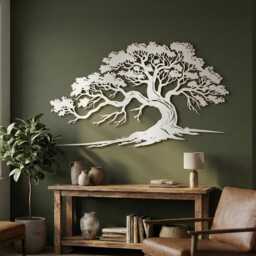Metal Tree Of Life Wall Art, Bonsai Steel Silhouette, Modern Zen Decor - thumbnail 2
