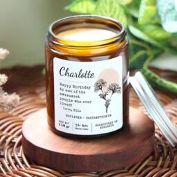 Personalized Chrysanthemum Soy Wax Candle - November Birth Flower Gift - thumbnail 2