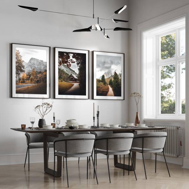 Mountain Wall Art, Landscape Set Of 3 Prints, Nature Pine Trees Living Room Home Decor, A2, A1 50x70cm - image 1