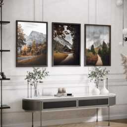 Mountain Wall Art, Landscape Set Of 3 Prints, Nature Pine Trees Living Room Home Decor, A2, A1 50x70cm - thumbnail 2