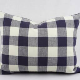 Navy Blue Check Designer Cotton Pillow Cover, 14 X 18 Inch, 1 1/2 Inch Check, Modern Farmhouse Pillow, Country Rustic Cabin - thumbnail 2