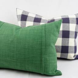 Navy Blue Check Designer Cotton Pillow Cover, 14 X 18 Inch, 1 1/2 Inch Check, Modern Farmhouse Pillow, Country Rustic Cabin - thumbnail 3