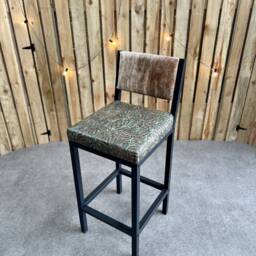 Cowhide & Embossed Leather Bar Stool - Counter With Backs - Priced Per Stool - Fplbk - thumbnail 3