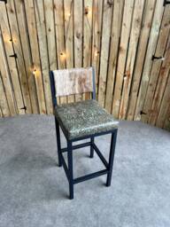 Cowhide & Embossed Leather Bar Stool - Counter With Backs - Priced Per Stool - Fplbk