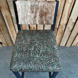 Cowhide & Embossed Leather Bar Stool - Counter With Backs - Priced Per Stool - Fplbk - thumbnail 4