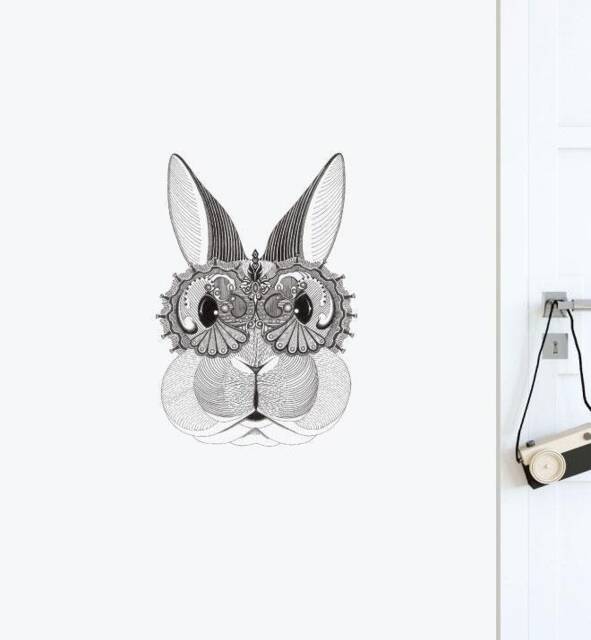 Noble Rabbit Wall Sticker Decal - Illustration Stickers, Animals Decals, Home Decor, Art, Illustrations