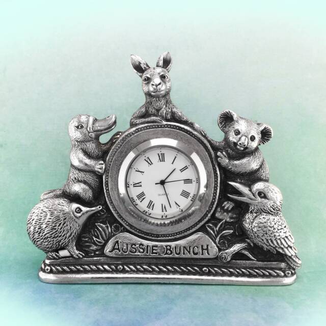 Aussie Bunch Australian Souvenir Pewter Clock, Handmade Gift, Solid - image 1