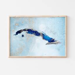 Cuba Map Shades Of Blue & Silver Wall Art Print - thumbnail 1