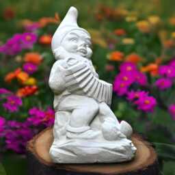 Concrete Musician Gnome Sculpture Stone Figurine Cement Playing Elf Ornament Handmade Lover Gift Front Door Decoration Yard Art - thumbnail 2