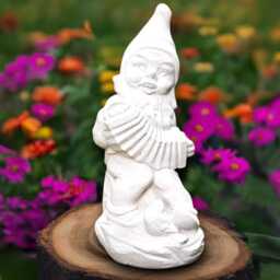 Concrete Musician Gnome Sculpture Stone Figurine Cement Playing Elf Ornament Handmade Lover Gift Front Door Decoration Yard Art - thumbnail 1