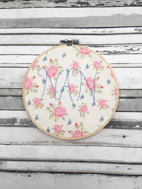 Nan Embroidery Hoop Wall Art, Mother's Day Gift, Embroidered Decoration - image 1